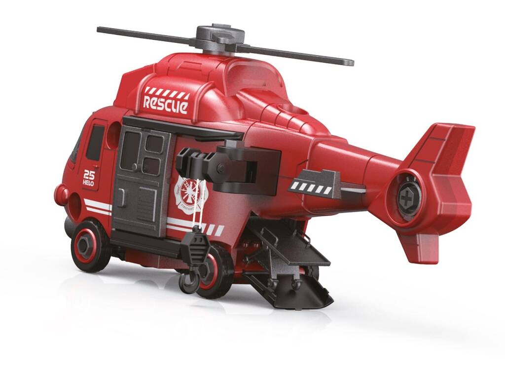Feuerwehr-Hubschrauber zum Zusammenbauen mit Licht und Geräuschen