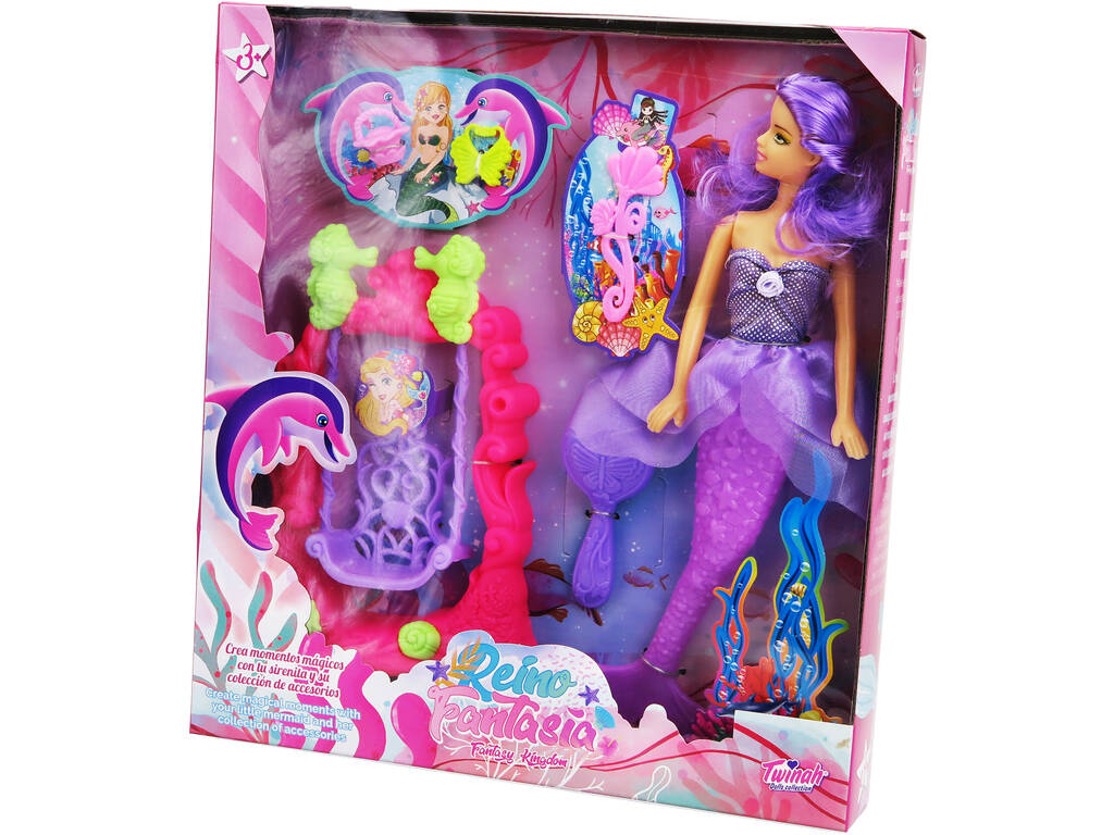 Sirène Lilas 30 cm avec balançoire et accessoires
