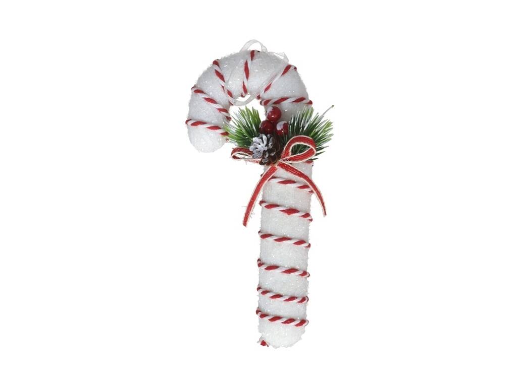 Canne décorée d'un nœud de Noël 20x9 cm