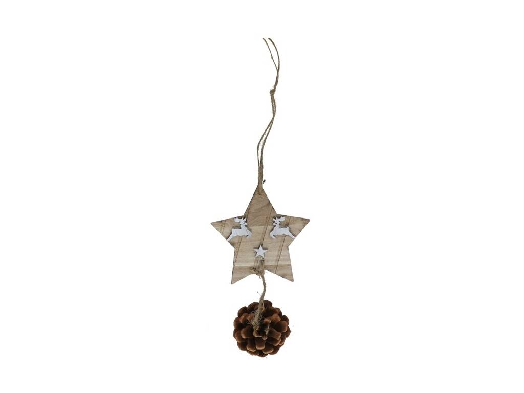 Étoile en bois avec ananas de Noël suspendu 20 cm