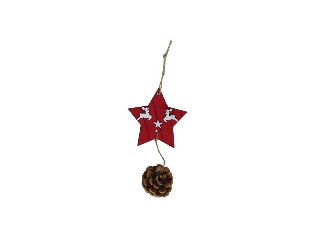 Étoile en bois avec ananas de Noël suspendu 20 cm