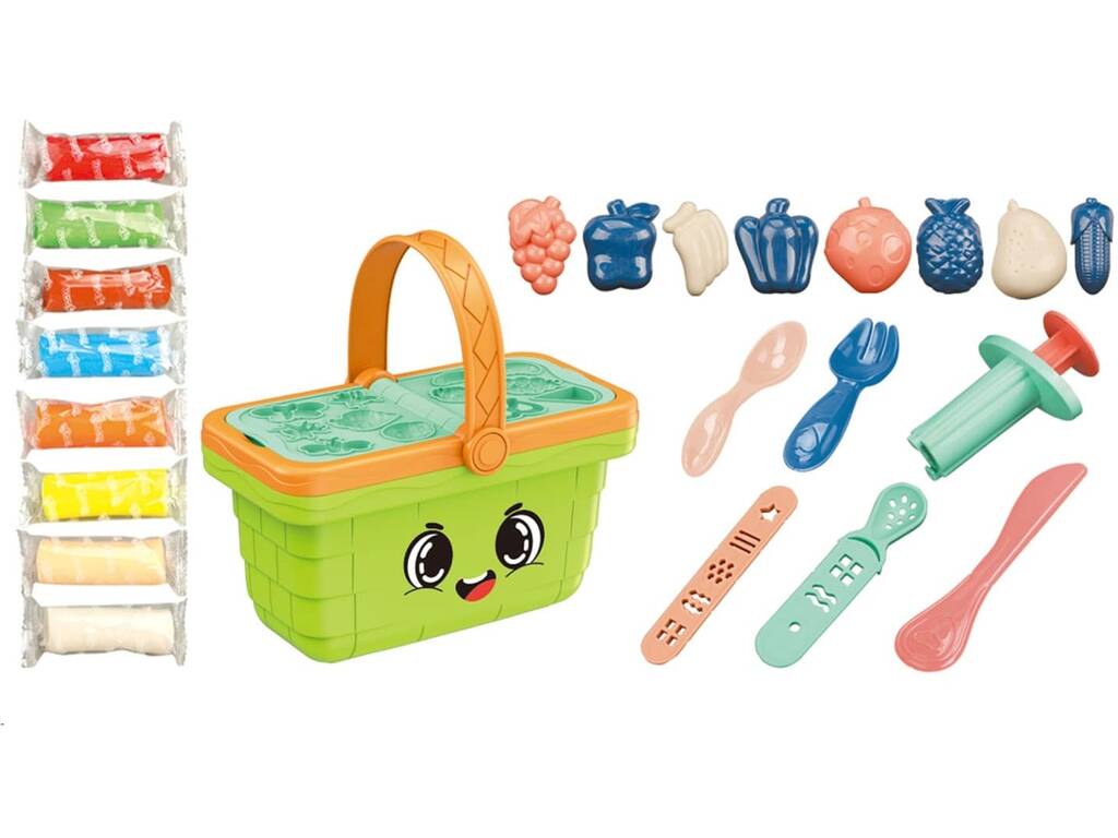 Set di pasta da modellare Cesto da picnic verde con 19 pezzi