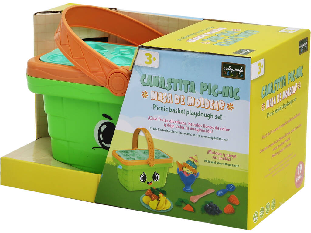 Set di pasta da modellare Cesto da picnic verde con 19 pezzi