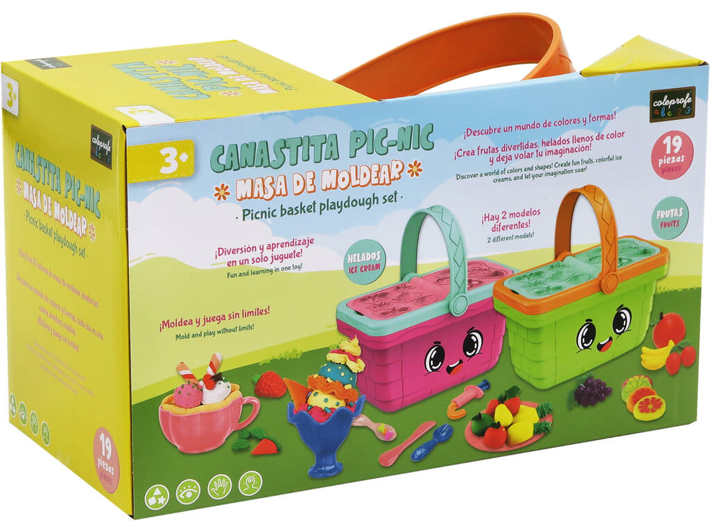 Set di pasta da modellare Cesto da picnic verde con 19 pezzi