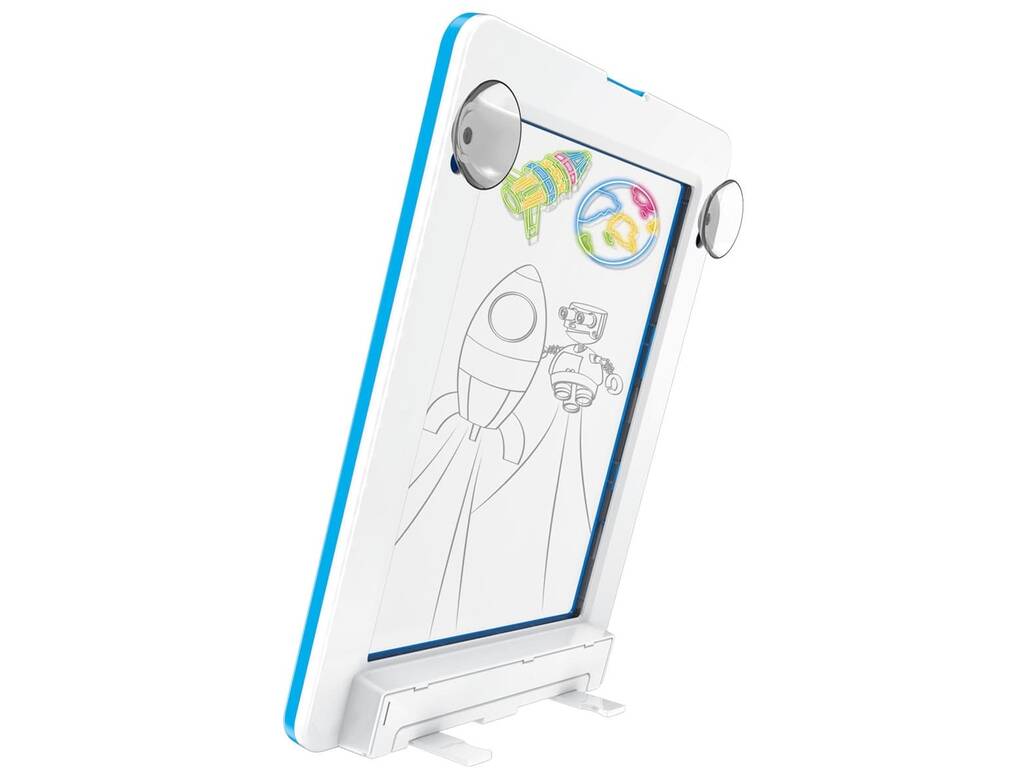 Tablet da disegno 3D blu con luce e occhiali 3D