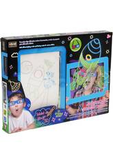 Tablette de dessin 3D bleue avec éclairage et lunettes 3D