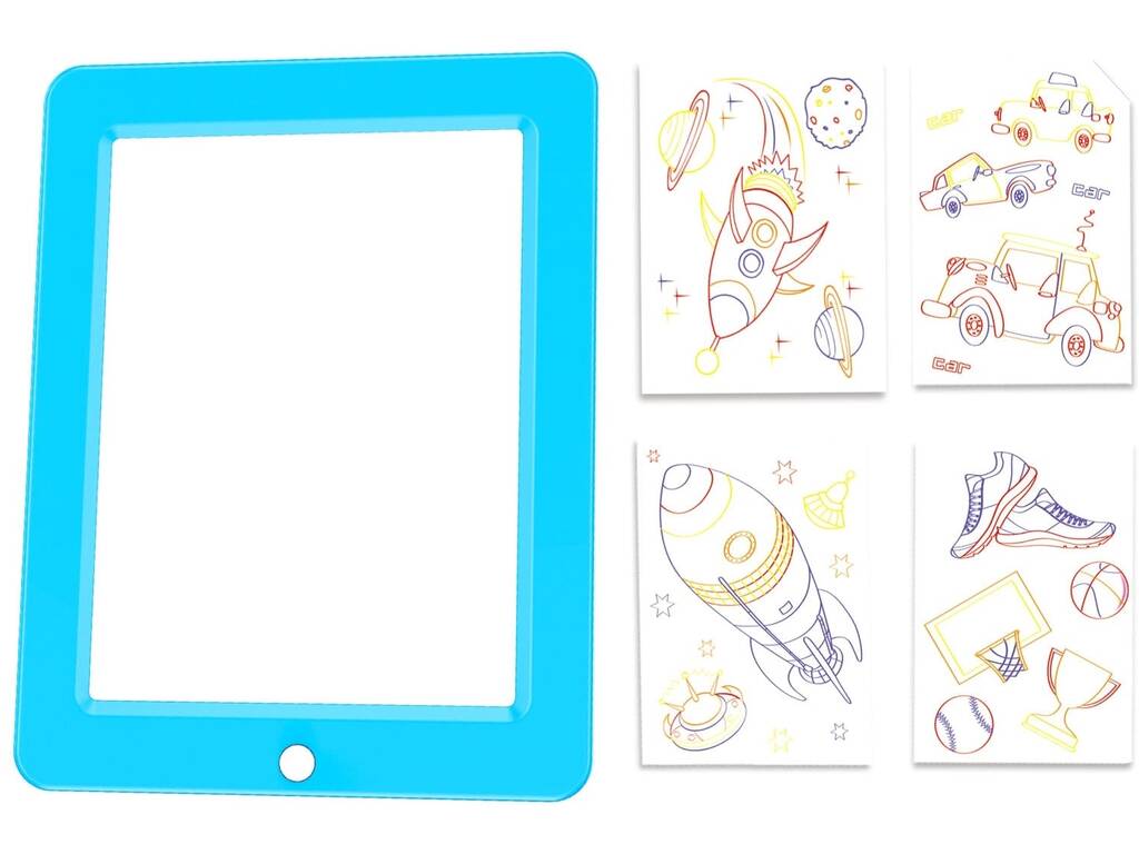 Ardoise fluorescente bleu avec lumière et accessoires