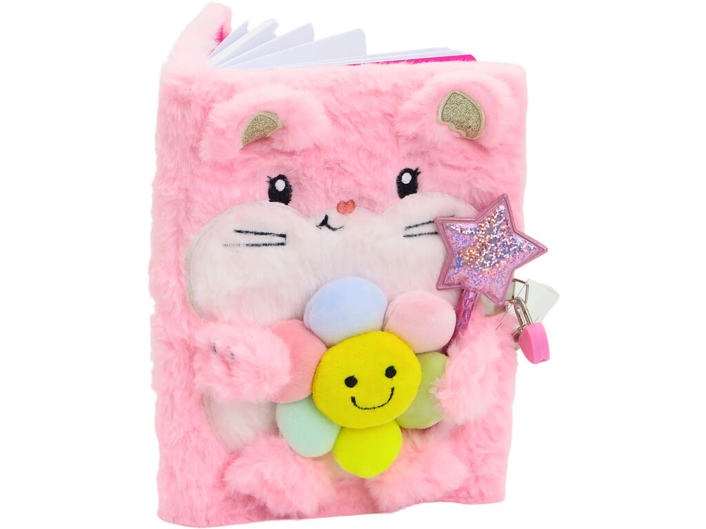 Agenda en fourrure de mon hamster rose avec cadenas et stylo