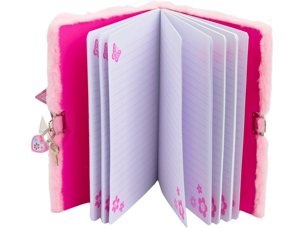 Agenda en fourrure de mon hamster rose avec cadenas et stylo