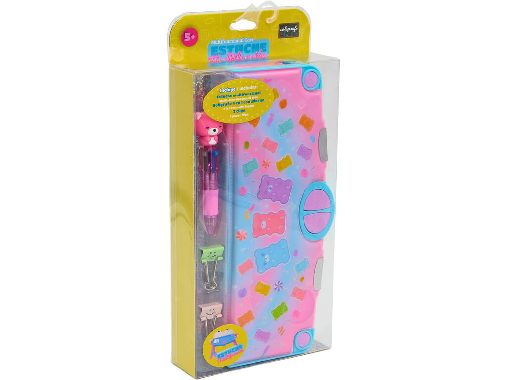 Astuccio multifunzione con penne di 4 colori