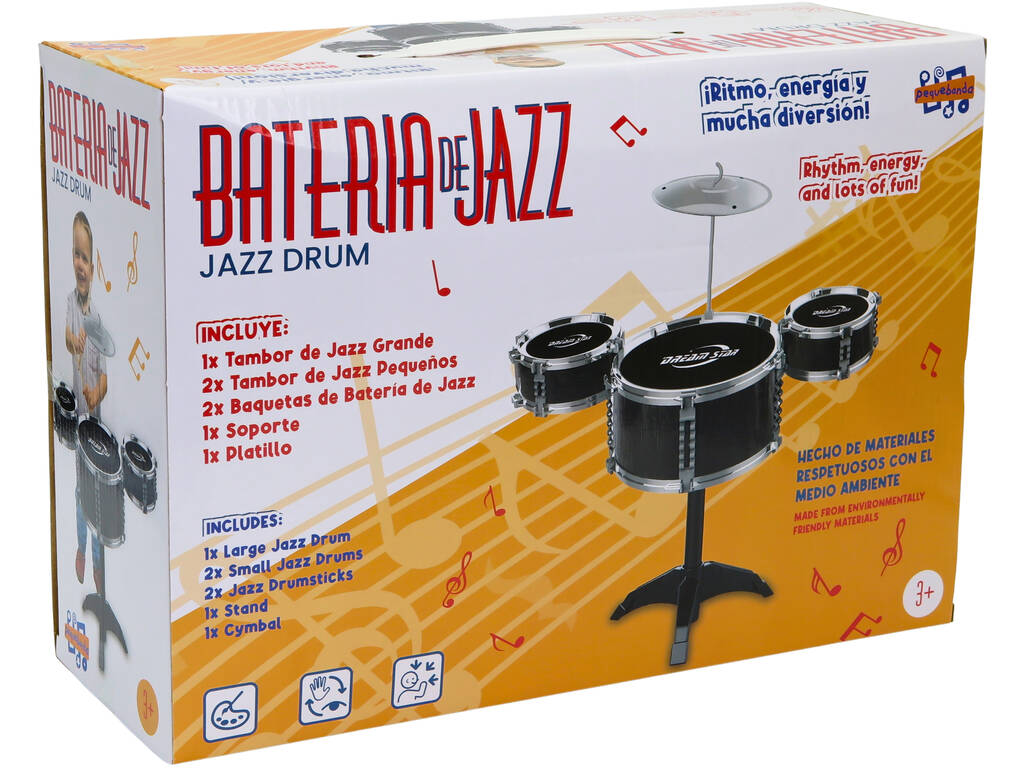 Batteria di jazz con tamburi e piatti