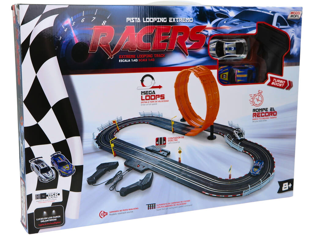 Pista Looping Estrema Racers in scala 1:43 con 2 auto