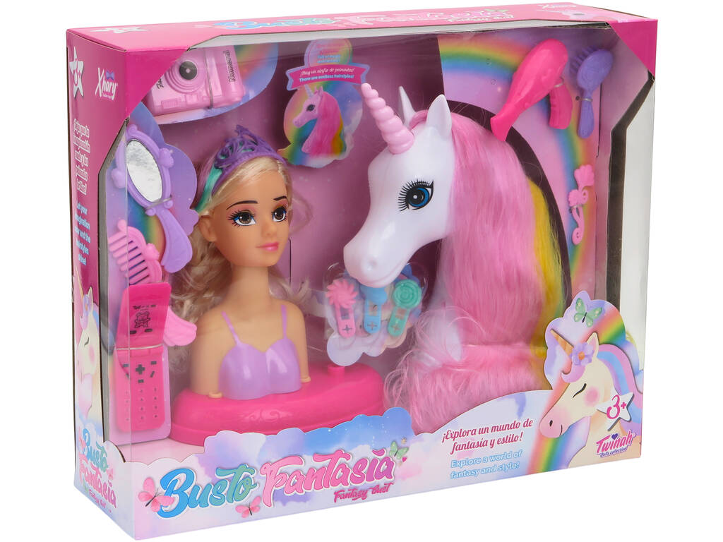 Poupée Fantasy à buste et licorne blanche avec accessoires
