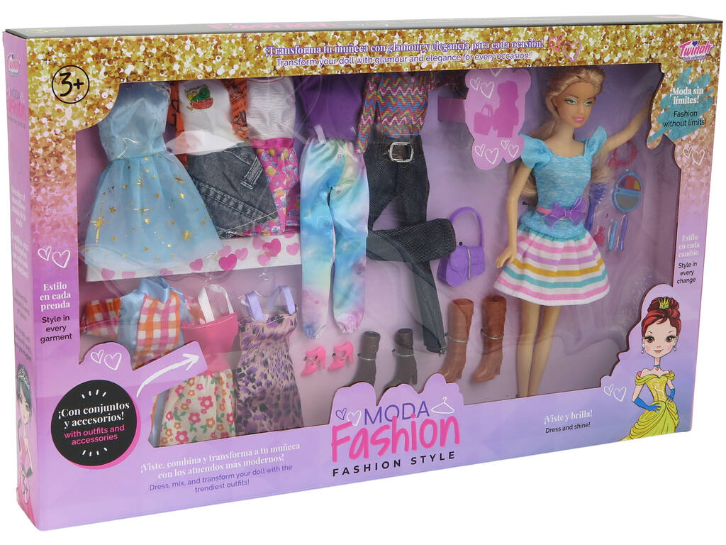 Bambola manichino con 9 set e accessori