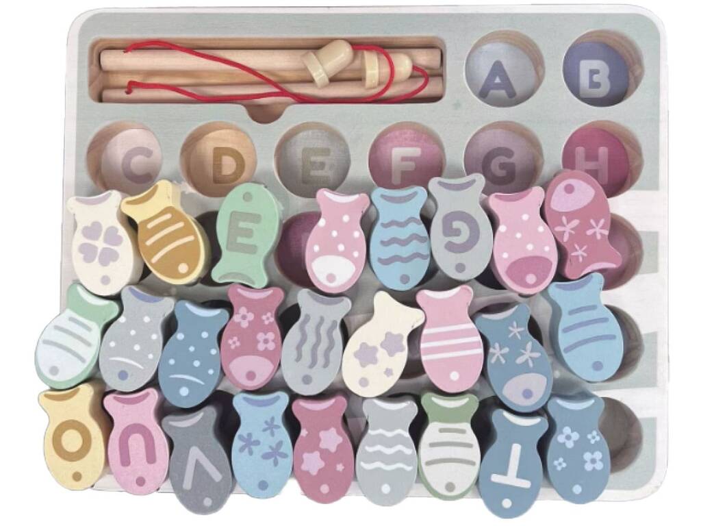 Alphabet de pêche en bois avec 29 pièces
