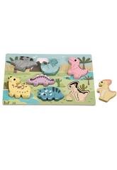 Puzzle Dinosaures en bois avec 8 pièces
