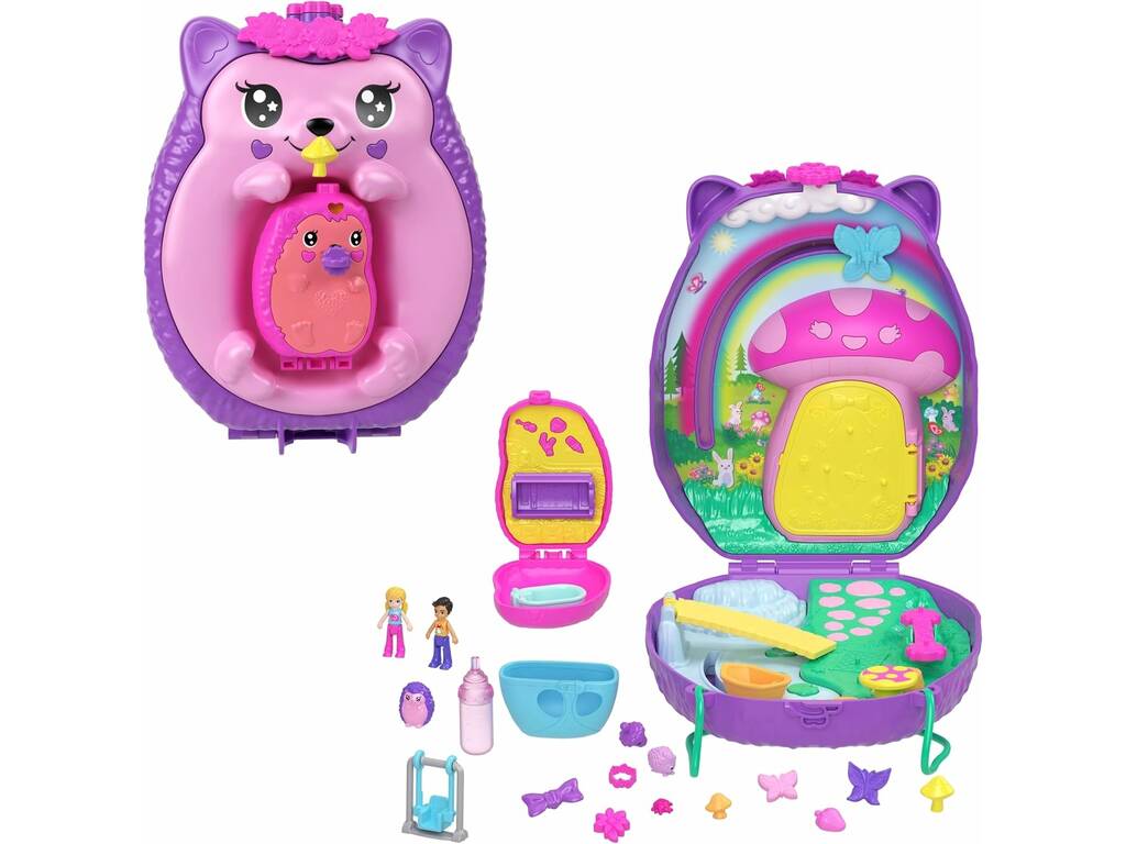 Polly Pocket Playset Borsa Mamma e Bebè riccio 2 in 1