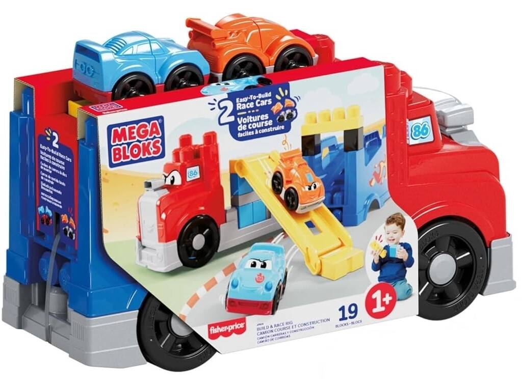 MegaBloks Camion da corsa e costruzione con 2 auto e 19 blocchi