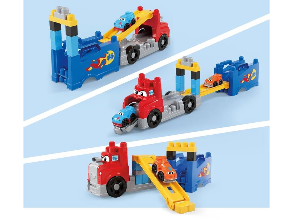 MegaBloks Camion da corsa e costruzione con 2 auto e 19 blocchi