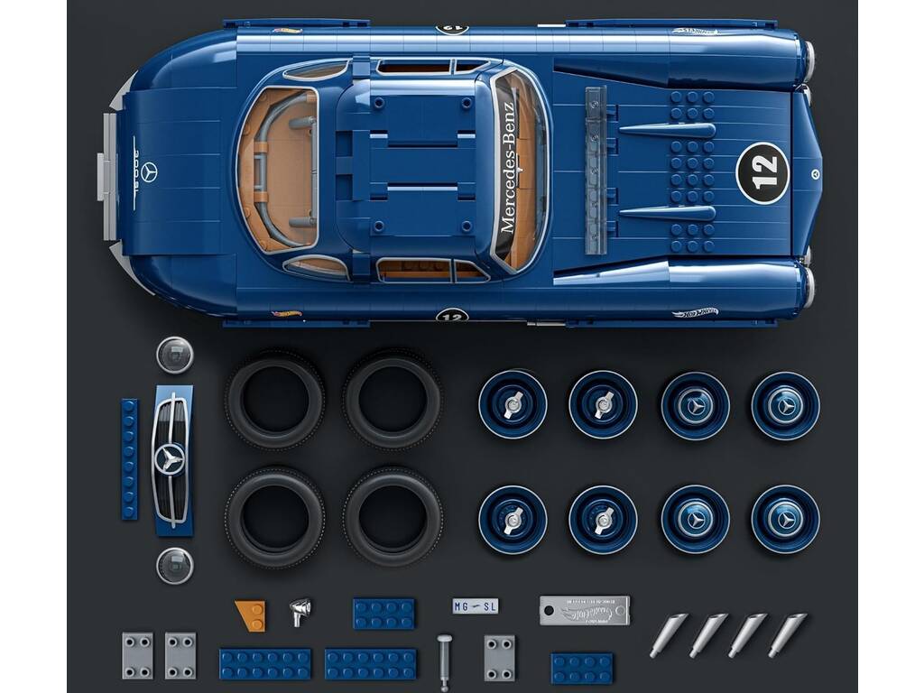 Hot Wheels Premium Series Mercedes Benz 300 SL Set di costruzione con veicolo