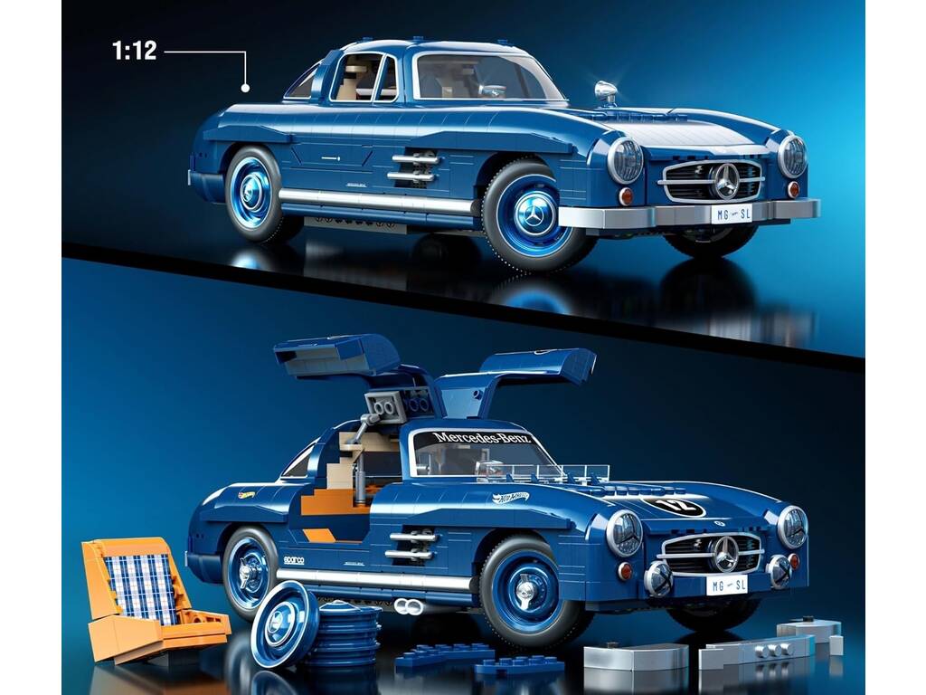 Hot Wheels Premium Series Mercedes Benz 300 SL Set di costruzione con veicolo