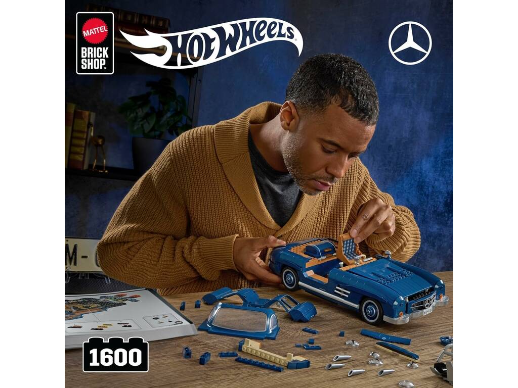 Hot Wheels Premium Series Mercedes Benz 300 SL Set di costruzione con veicolo