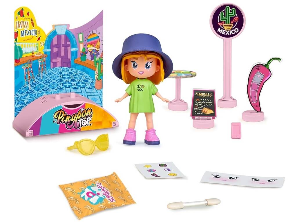 Pinypon Top Mexican Foodie Girl Doll avec accessoires