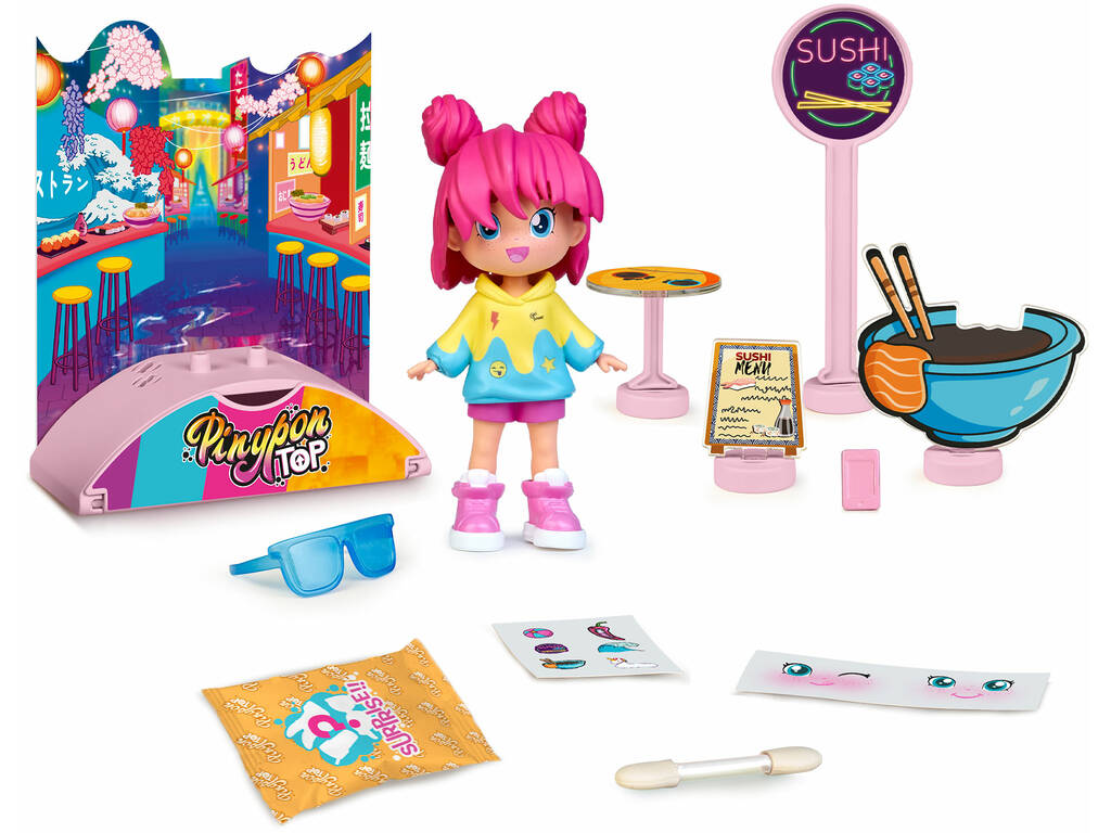 Pinypon Top Sushi Foodie Girl Doll avec accessoires