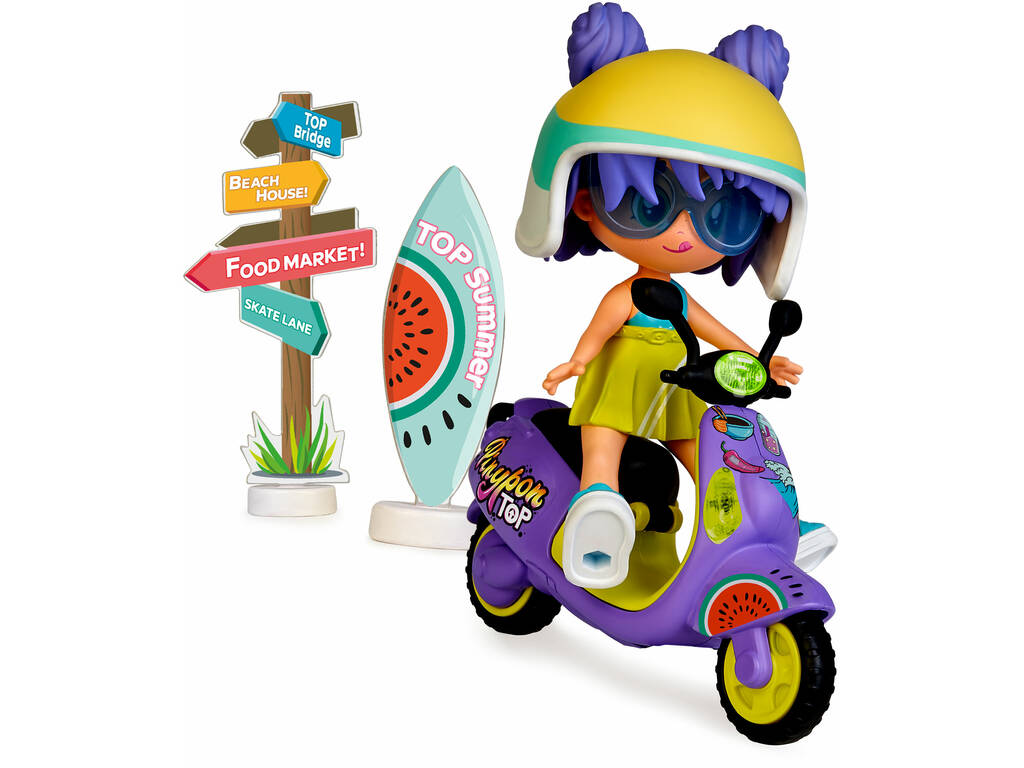 Pinypon Top Moto Girl avec poupée et moto