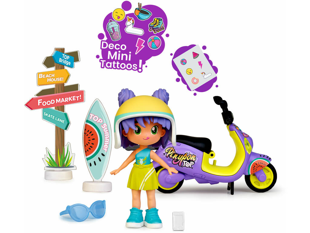Pinypon Top Moto Girl avec poupée et moto