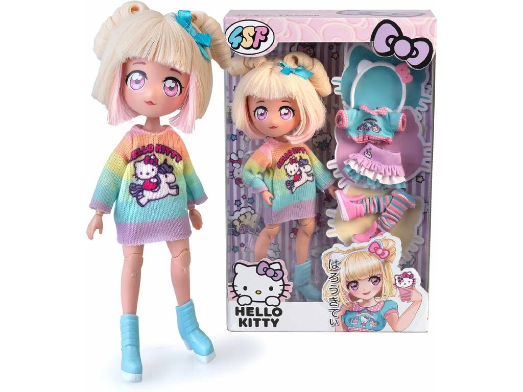 Hello Kitty Super Fans Muñeca Fashion Unicorn de 20 cm