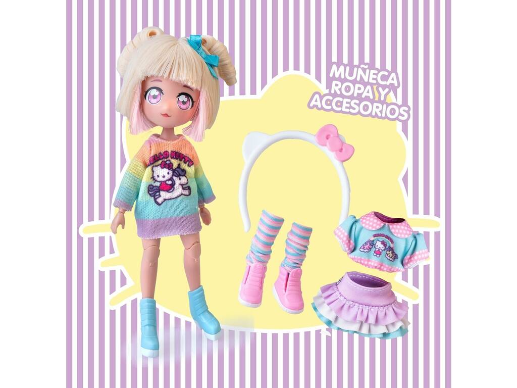 Hello Kitty Super Fans Muñeca Fashion Unicorn de 20 cm