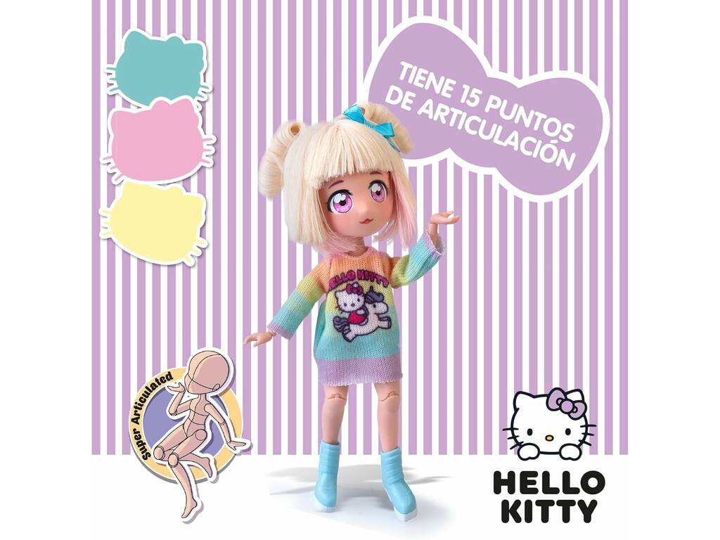 Hello Kitty Super Fans Muñeca Fashion Unicorn de 20 cm