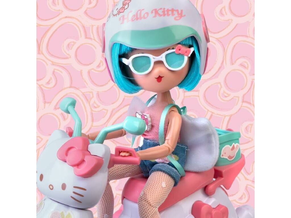 Hello Kitty Super Fans Bambola Pretty Pink da 20 cm con scooter e accessori