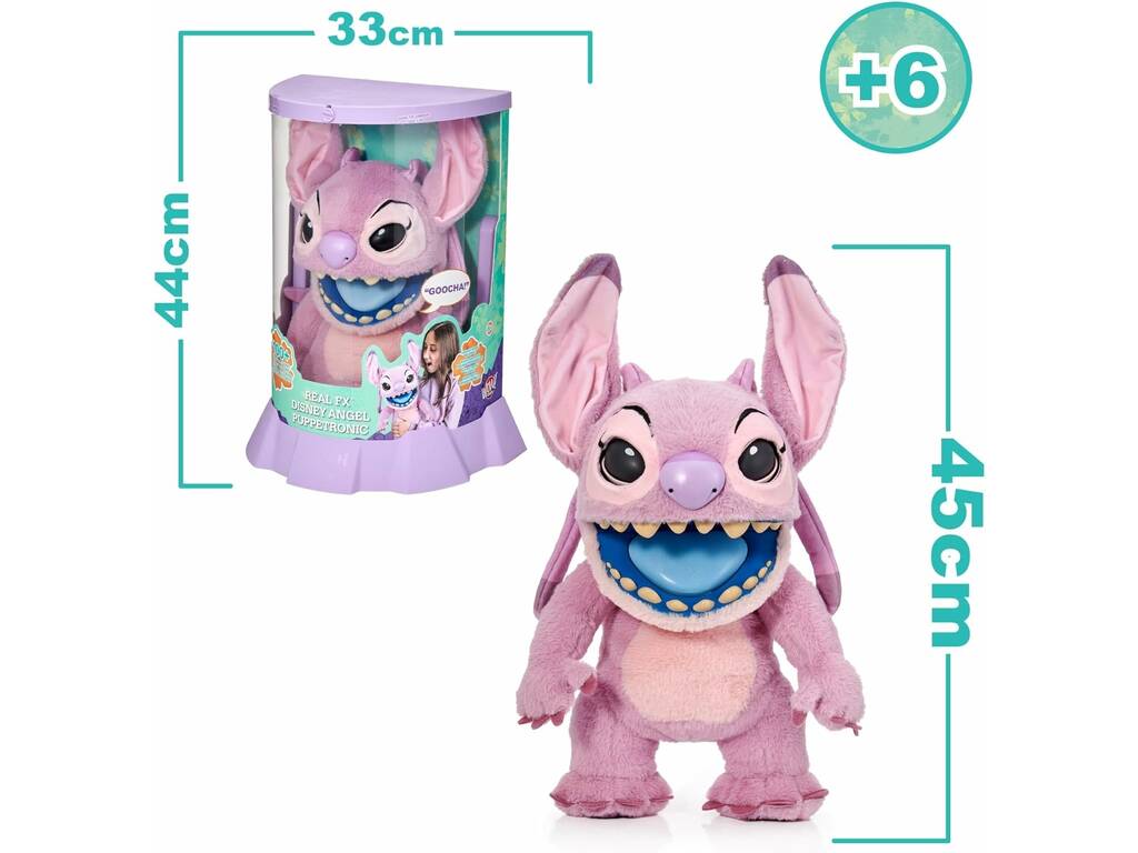 Stitch Angel Animatronik-Puppe 45 cm Real FX mit Geräuschen und realistischen Bewegungen