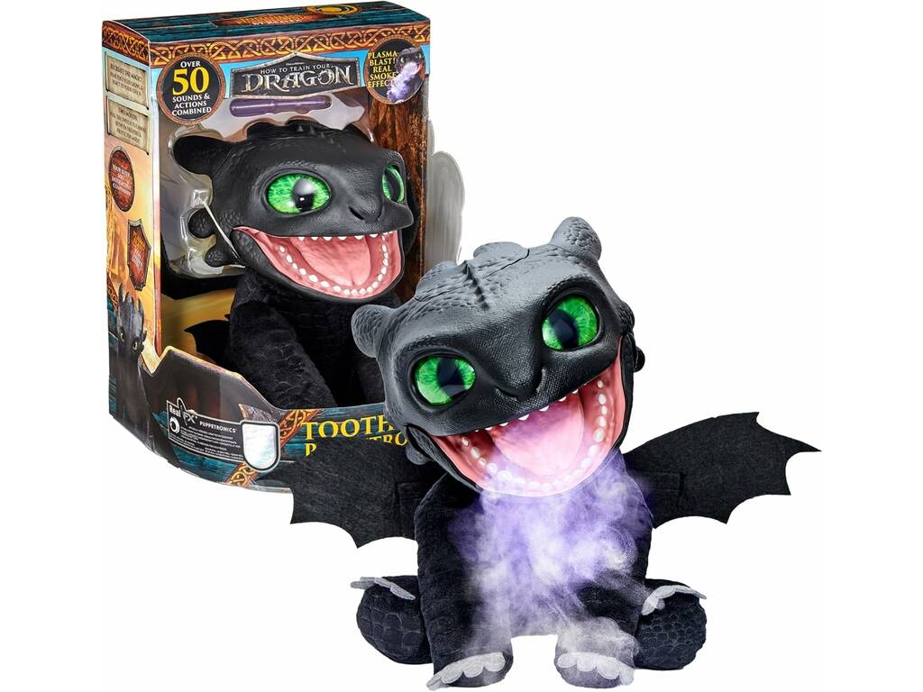 How to Train Your Dragon Bambola Animatronica Toothless da 25 cm Real FX con Suoni e Movimenti