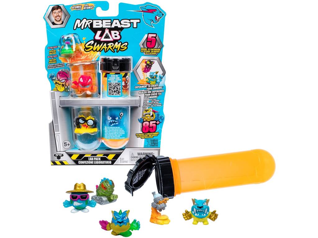 Mr Beast LAB Swarms Lab Pack con 5 figure da 2,5 cm