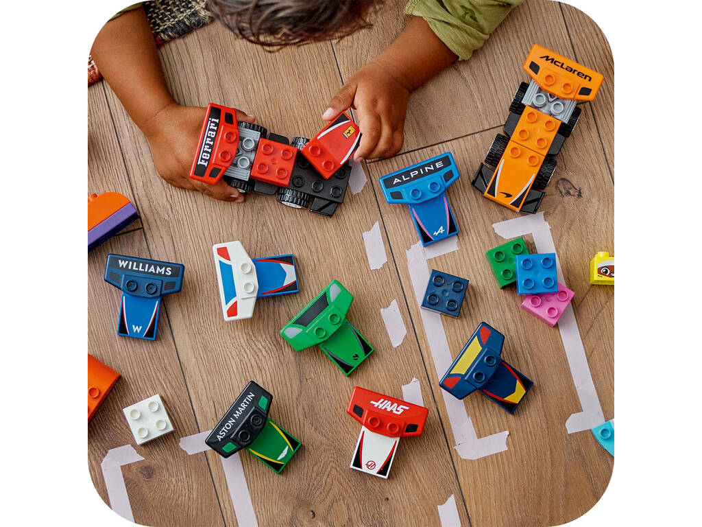 Lego Duplo Formule 1 F1 Team voitures de course et pilotes
