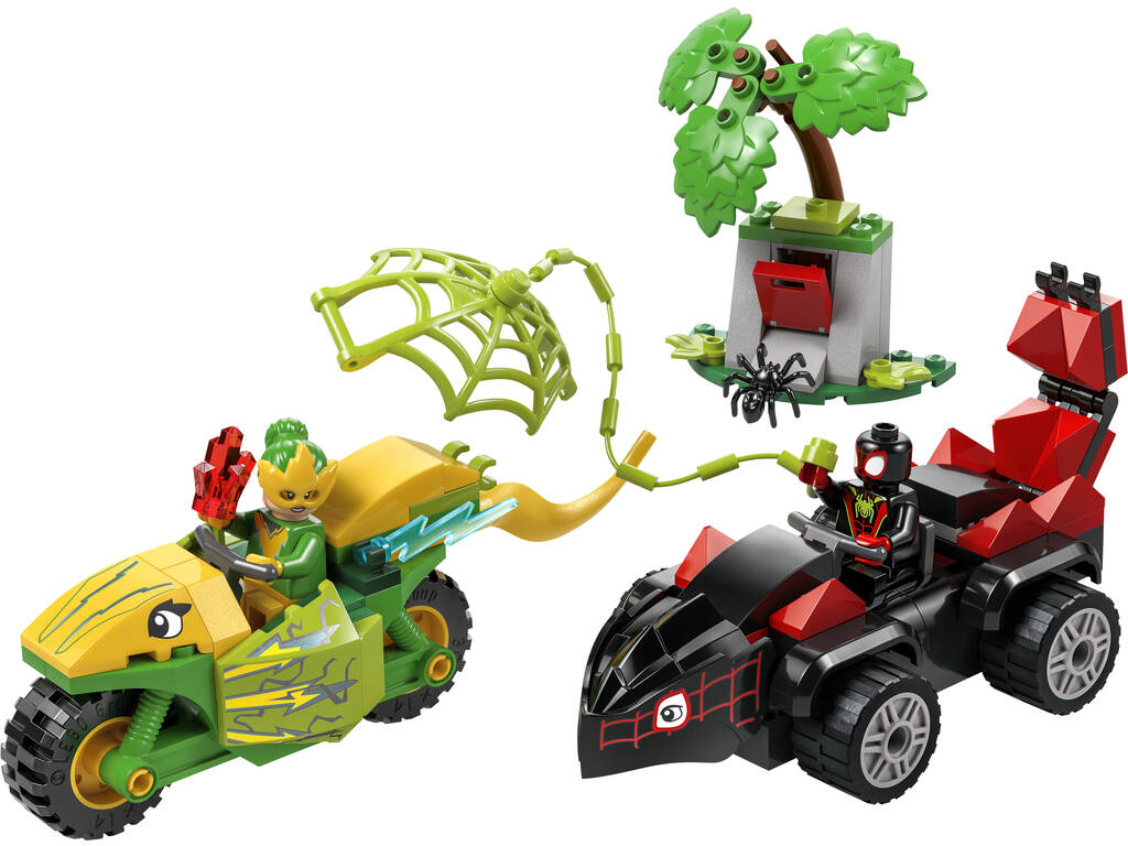 Lego Marvel Spidey And His Amazing Friends Spin e Electro: Duello di veicoli Dinosauro
