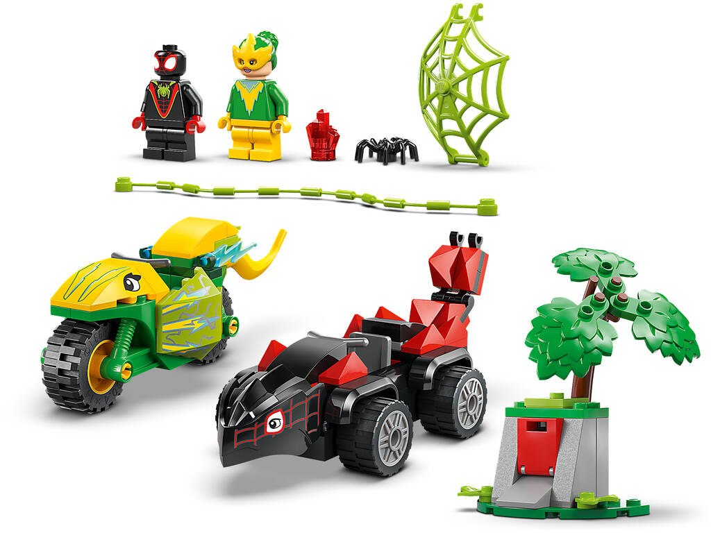 Lego Marvel Spidey And His Amazing Friends Spin e Electro: Duello di veicoli Dinosauro