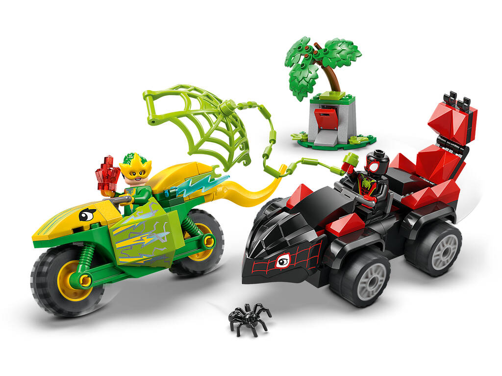 Lego Marvel Spidey And His Amazing Friends Spin e Electro: Duello di veicoli Dinosauro
