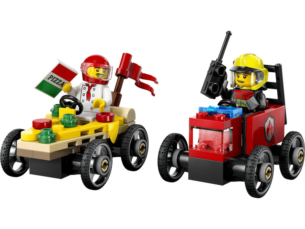 Lego City Pack Auto da Corsa: Pizza vs. Camion dei Pompieri