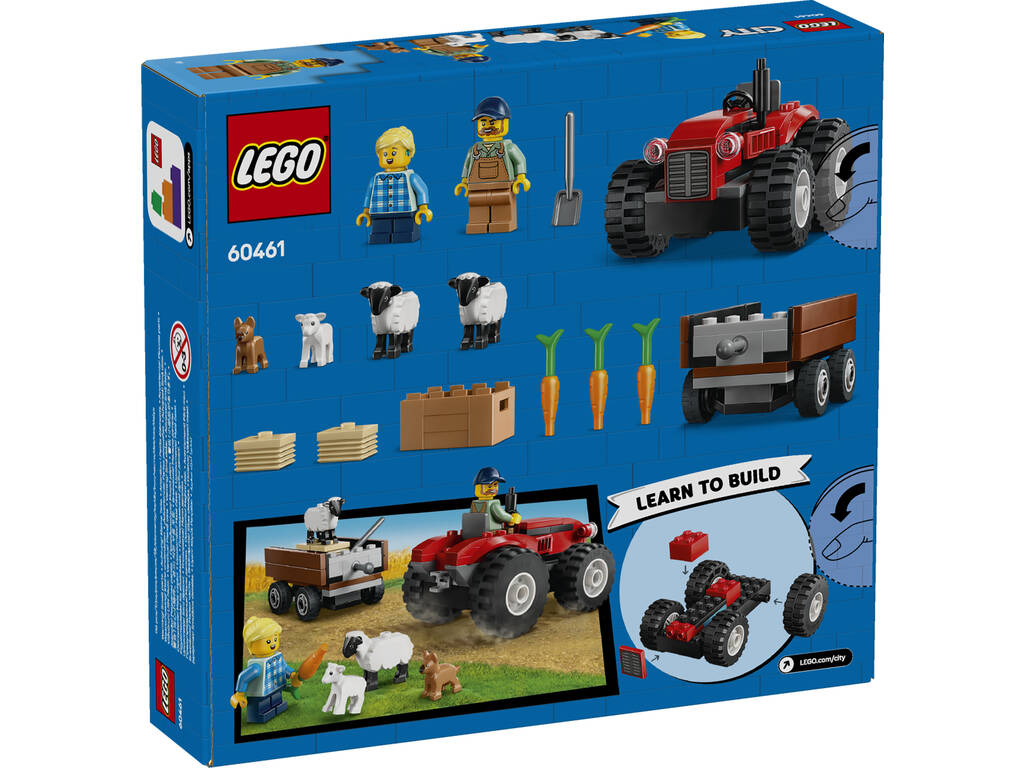 Lego City Trator Vermelho com Reboque e Ovelha