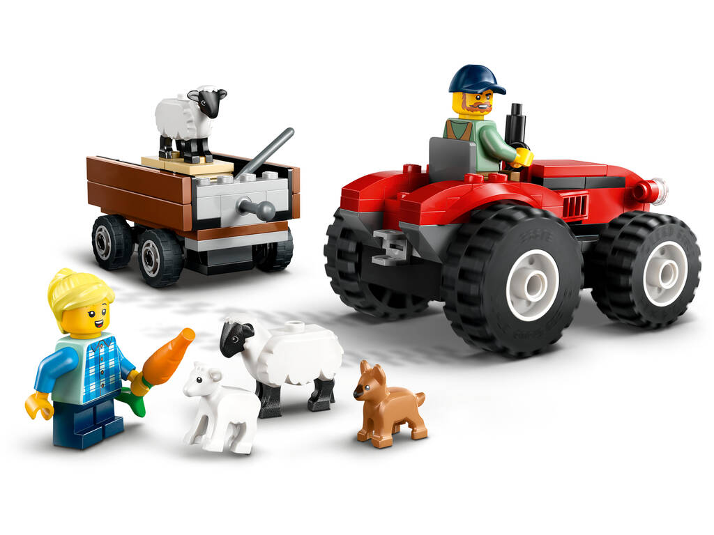 Lego City Trator Vermelho com Reboque e Ovelha