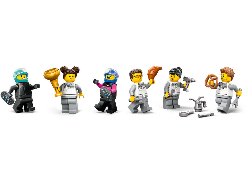 Garage Lego City Formula 1 F1 avec Mercedes AMG et Alpine Cars