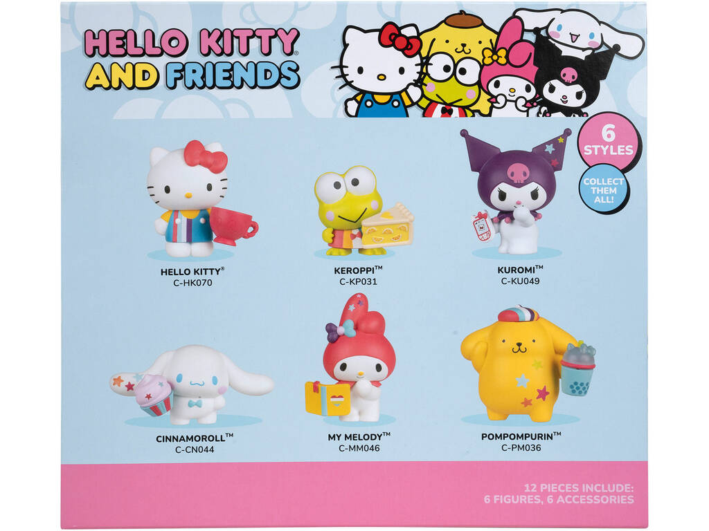 Hello Kitty And Friends Set 6 Figure Rainbow Vibes con Accessori