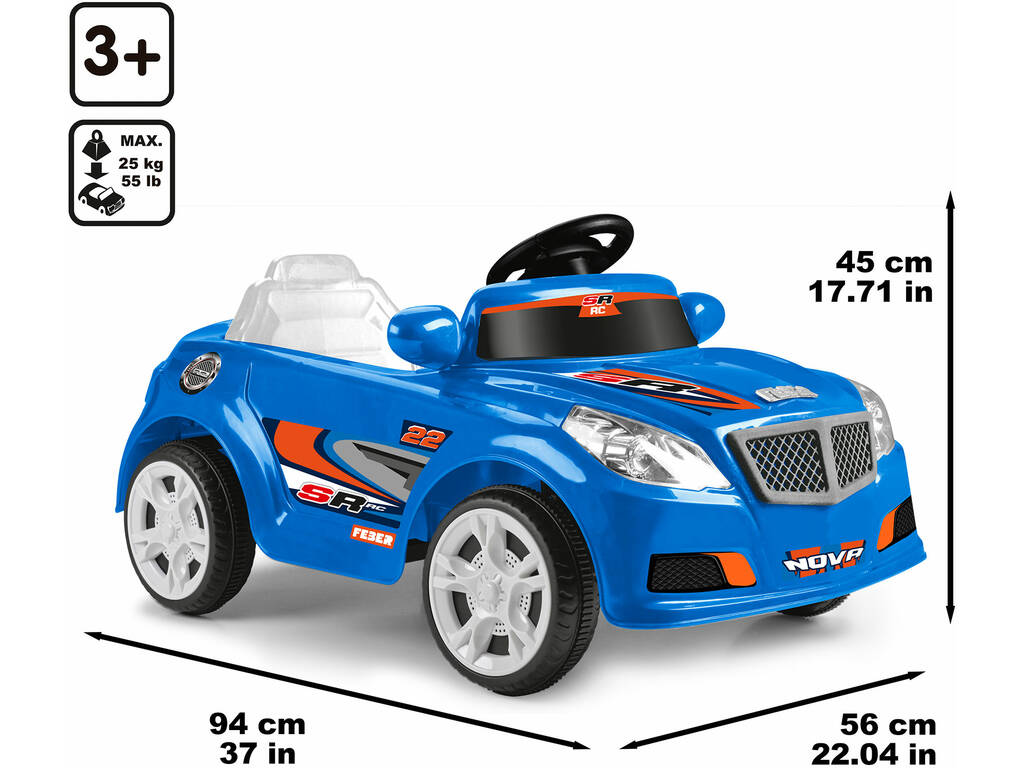 Auto decappottabile Twinkle Car Blu chiaro Auto radiocomandata a batteria da 12V
