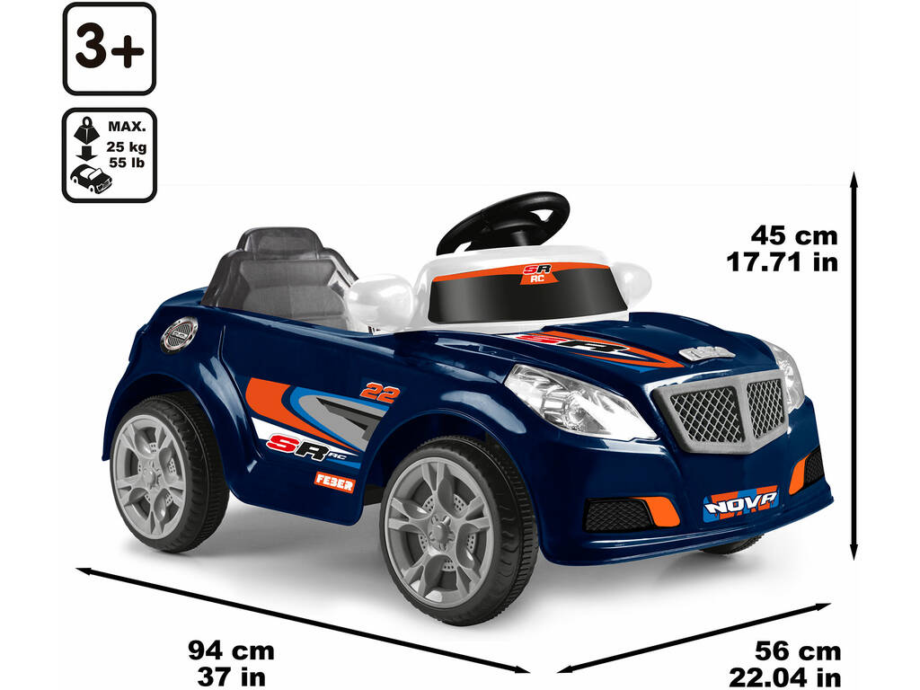 Coche Descapotable Twinkle Car Azul Oscuro Radio Control a Batería de 12V