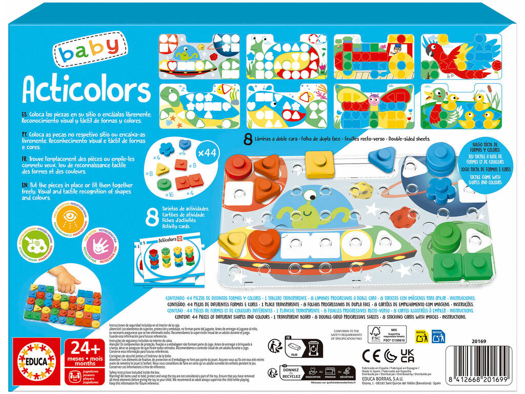 Acticolors Baby con 8 fogli e 44 pezzi