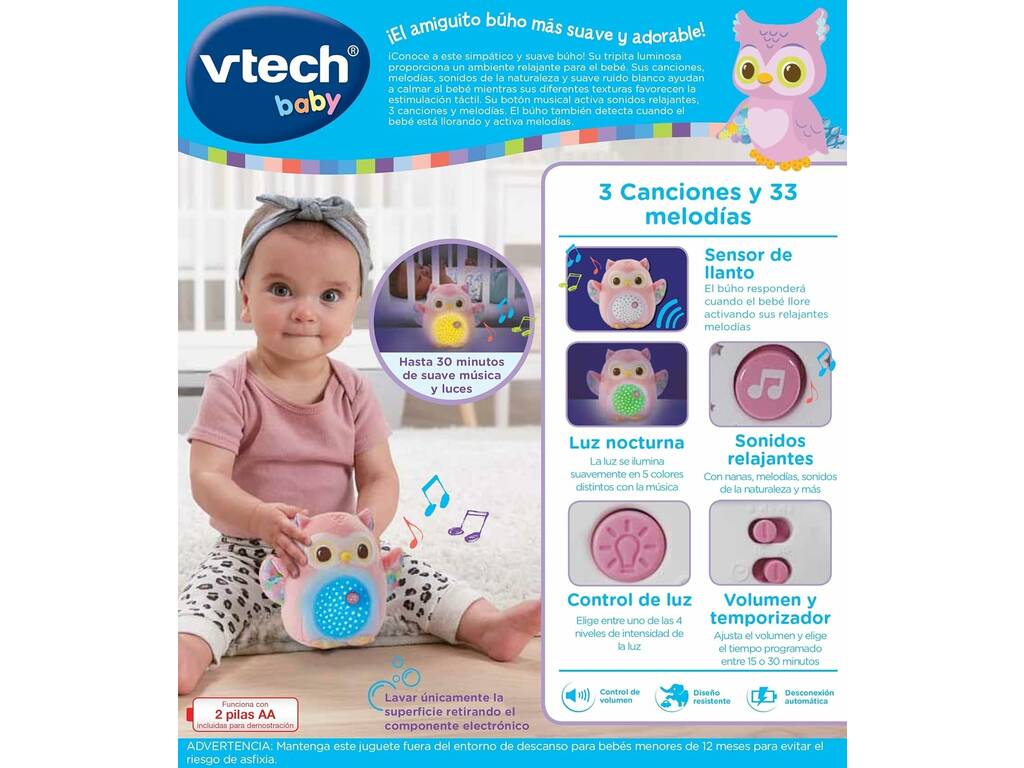 Vtech Baby Proiettore peluche Gufetto Stelle Rosa